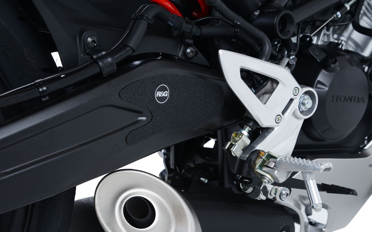 R&G Racing Boot Guard 2-Piece (on swingarm, both sides) for Honda CB125R / CB300R '18-'22 R&G Racing Boot Guard 2-Piece (on swingarm, both sides) for Honda CB125R / CB300R '18-'22